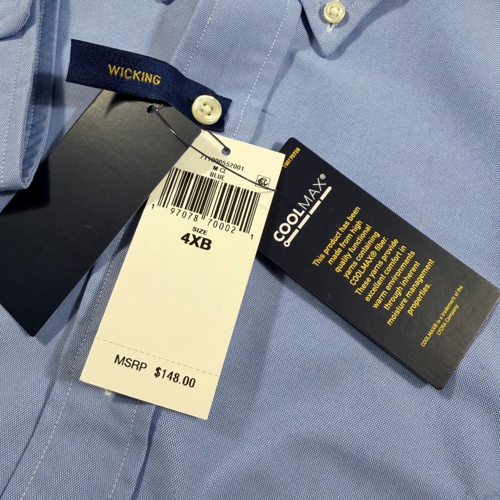 NWT Polo Ralph Lauren Men Performance Button Up Shirt Blue 4XB Wicking Coolmax - Picture 5 of 10